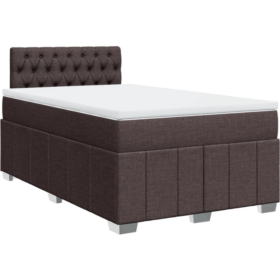 vidaXL - Boxspring - met - matras - stof - donkerbruin - 120x200 - cm vidaXL - Boxspring - met - matras - stof - donkerbruin - 120x200 - cm afbeelding 1