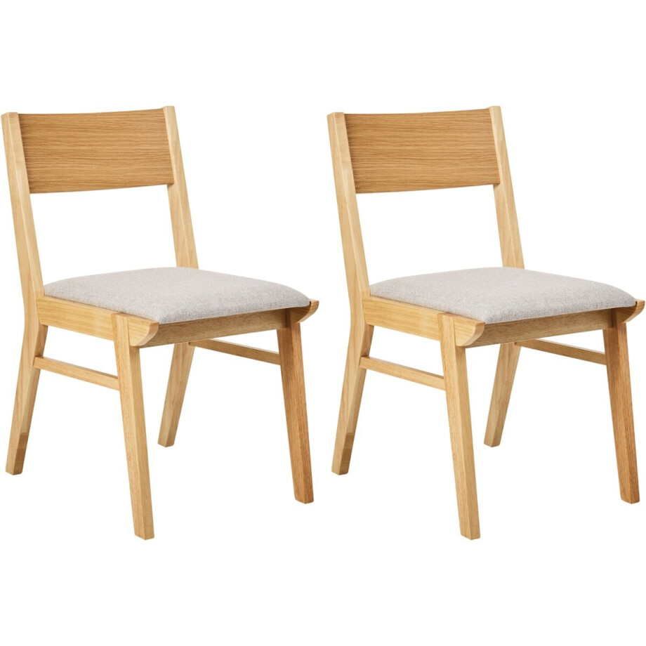 ENOLA - Eetkamerstoel set van 2 - Lichtgrijs - Licht hout/Stof ENOLA - Eetkamerstoel set van 2 - Lichtgrijs - Licht hout/Stof afbeelding 1