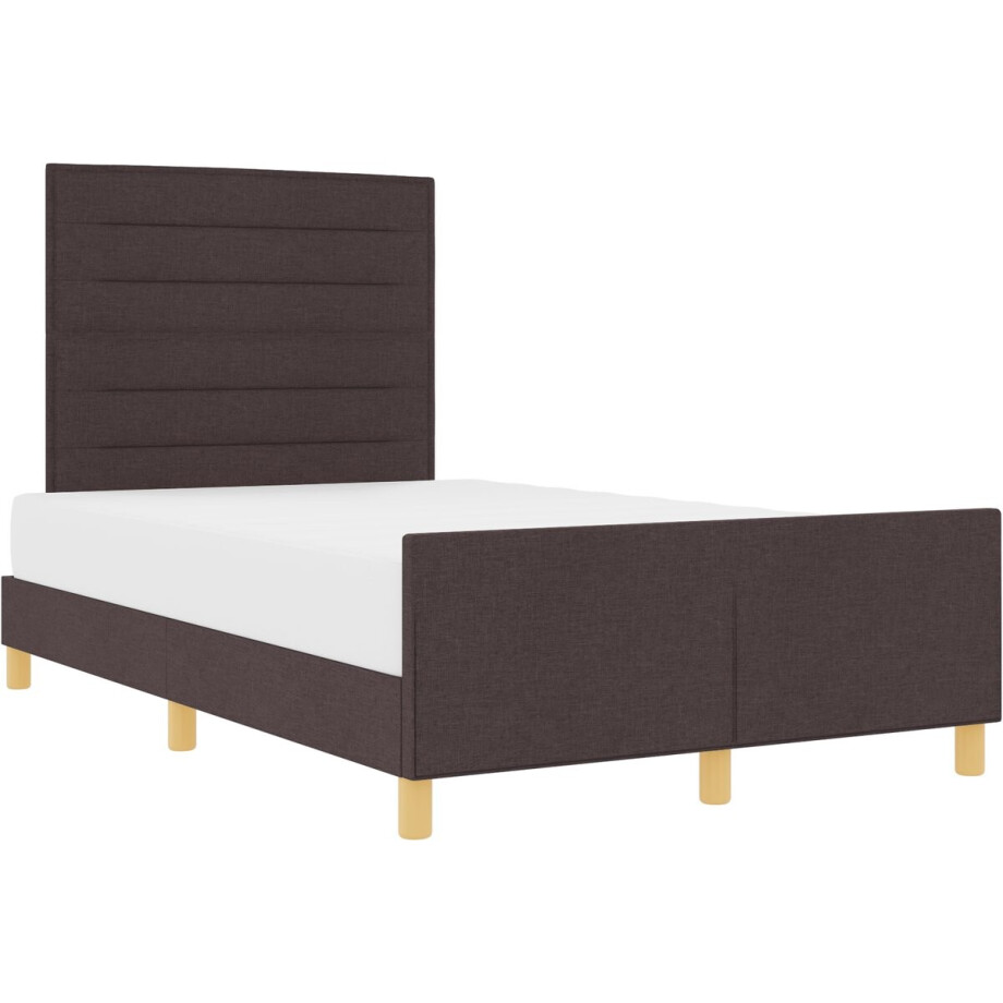 vidaXL - Bedframe - met - hoofdeinde - Donkerbruin - 120 - x - 200 - cm - Stof vidaXL - Bedframe - met - hoofdeinde - Donkerbruin - 120 - x - 200 - cm - Stof afbeelding 1