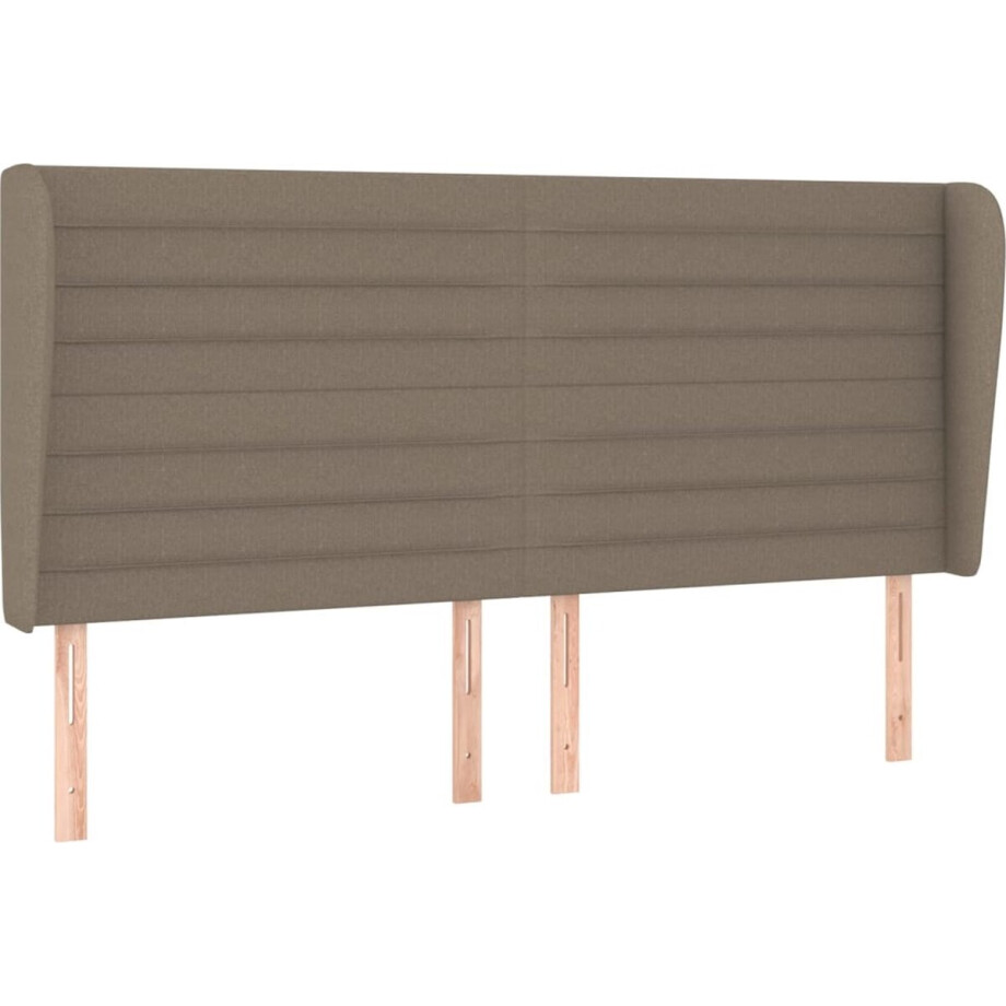 vidaXL - Hoofdbord - met - randen - 163x23x118/128 - cm - stof - taupe vidaXL - Hoofdbord - met - randen - 163x23x118/128 - cm - stof - taupe afbeelding 1