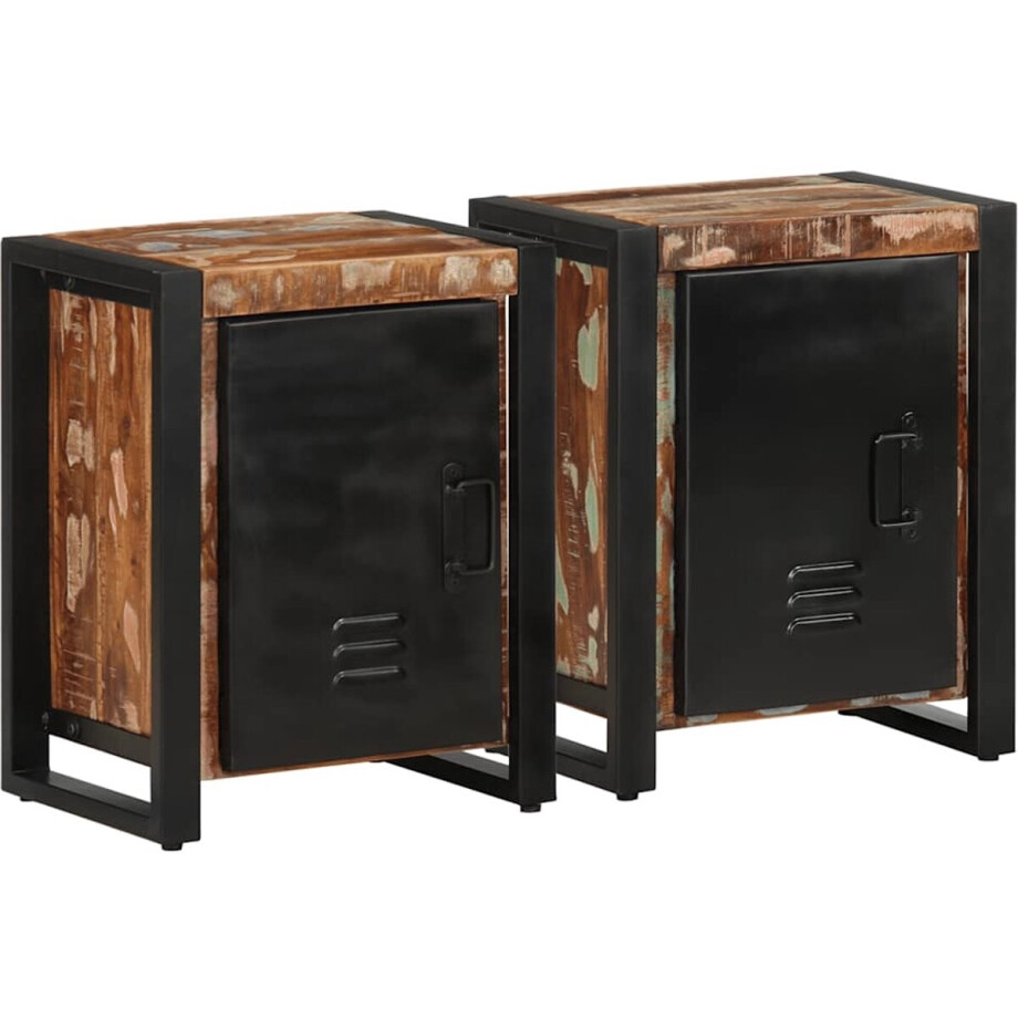 vidaXL - Nachtkastjes - 2 - st - massief - ruw - mangohout - meerkleurig afbeelding 1