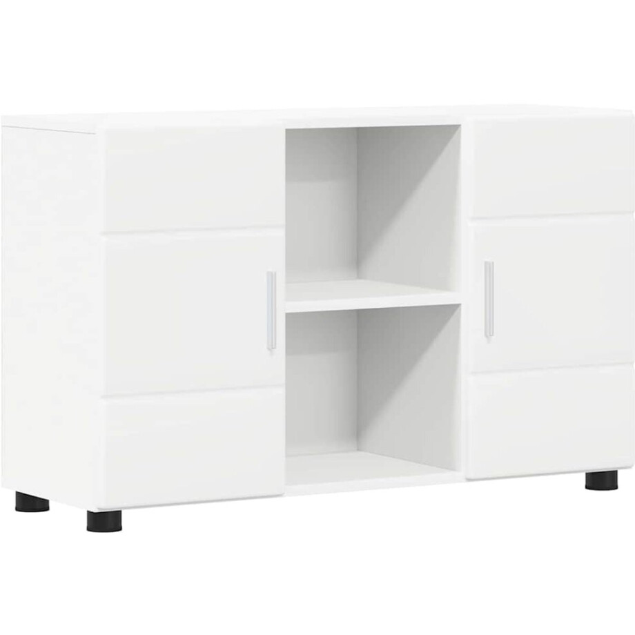 vidaXL - Dressoir - FLORIN - 88,5 - x - 30,5 - x - 55,5 - cm - Wit - Bewerkt - hout vidaXL - Dressoir - FLORIN - 88,5 - x - 30,5 - x - 55,5 - cm - Wit - Bewerkt - hout afbeelding 1