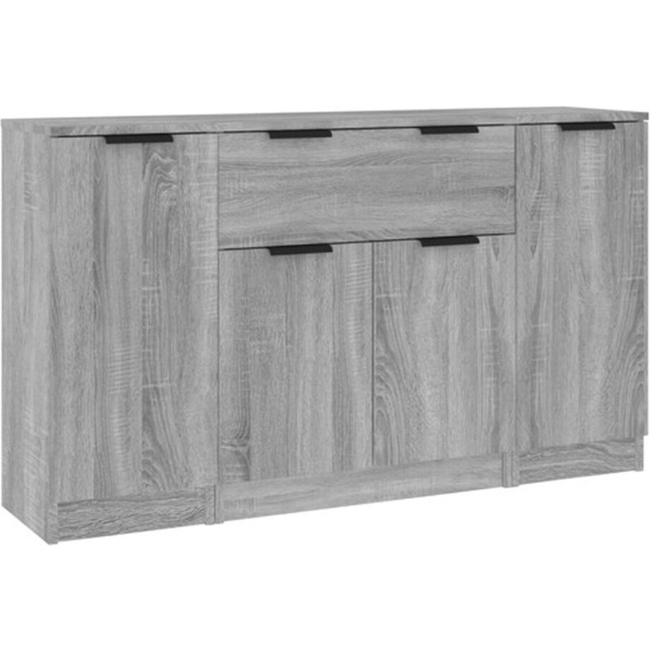 vidaXL - Dressoirs - 3 - st - bewerkt - hout - grijs - sonoma - eikenkleurig afbeelding 1