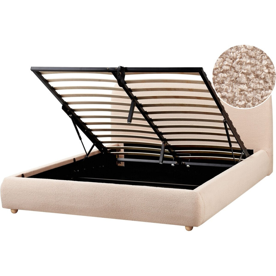 BLAGNAC - Bed met opbergruimte - Beige - 160 x 200 cm - Bouclé BLAGNAC - Bed met opbergruimte - Beige - 160 x 200 cm - Bouclé afbeelding 1