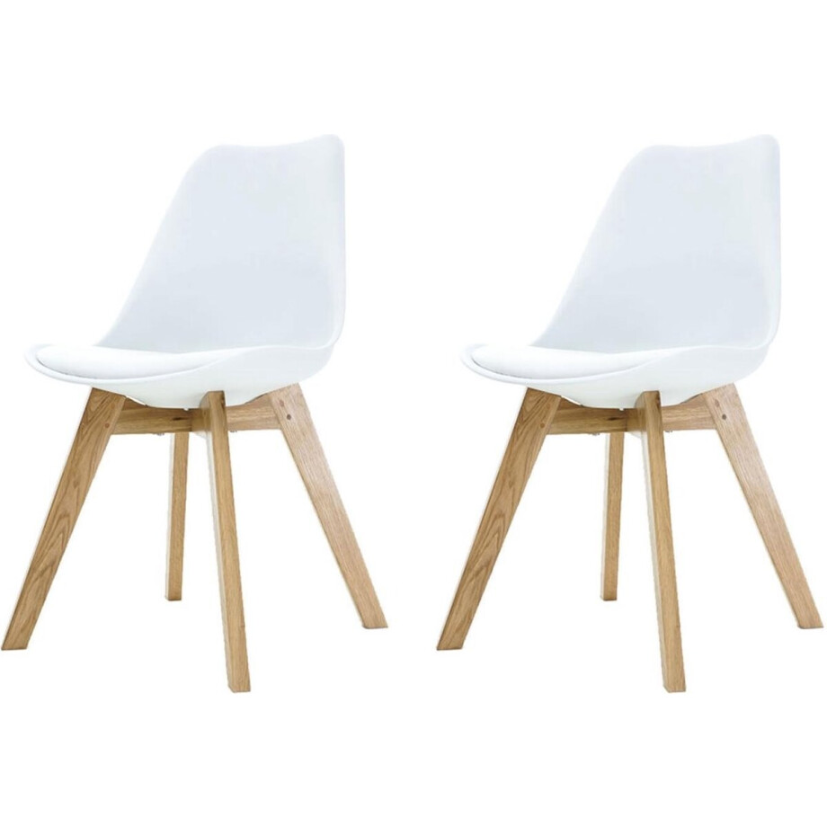 Essence Madera Eetkamerstoel wit - Houten onderstel - Set van 2 afbeelding 1