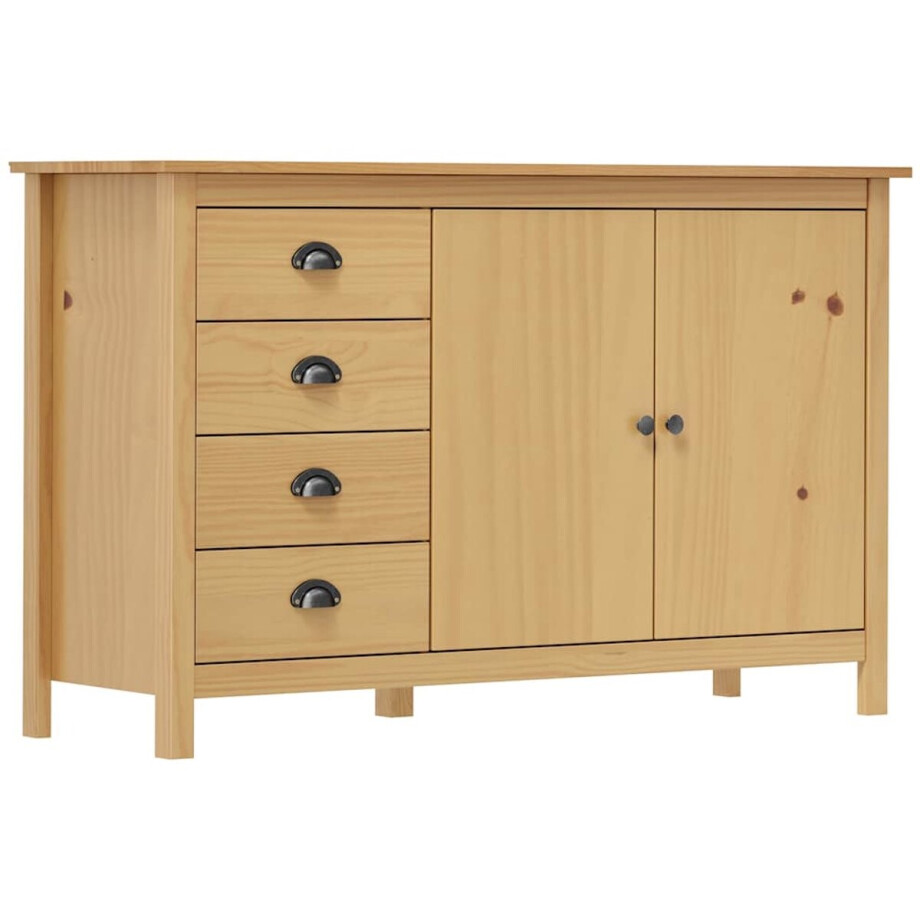 vidaXL - Dressoir - Hill - 130x40x80 - cm - massief - grenenhout - honingbruin afbeelding 1