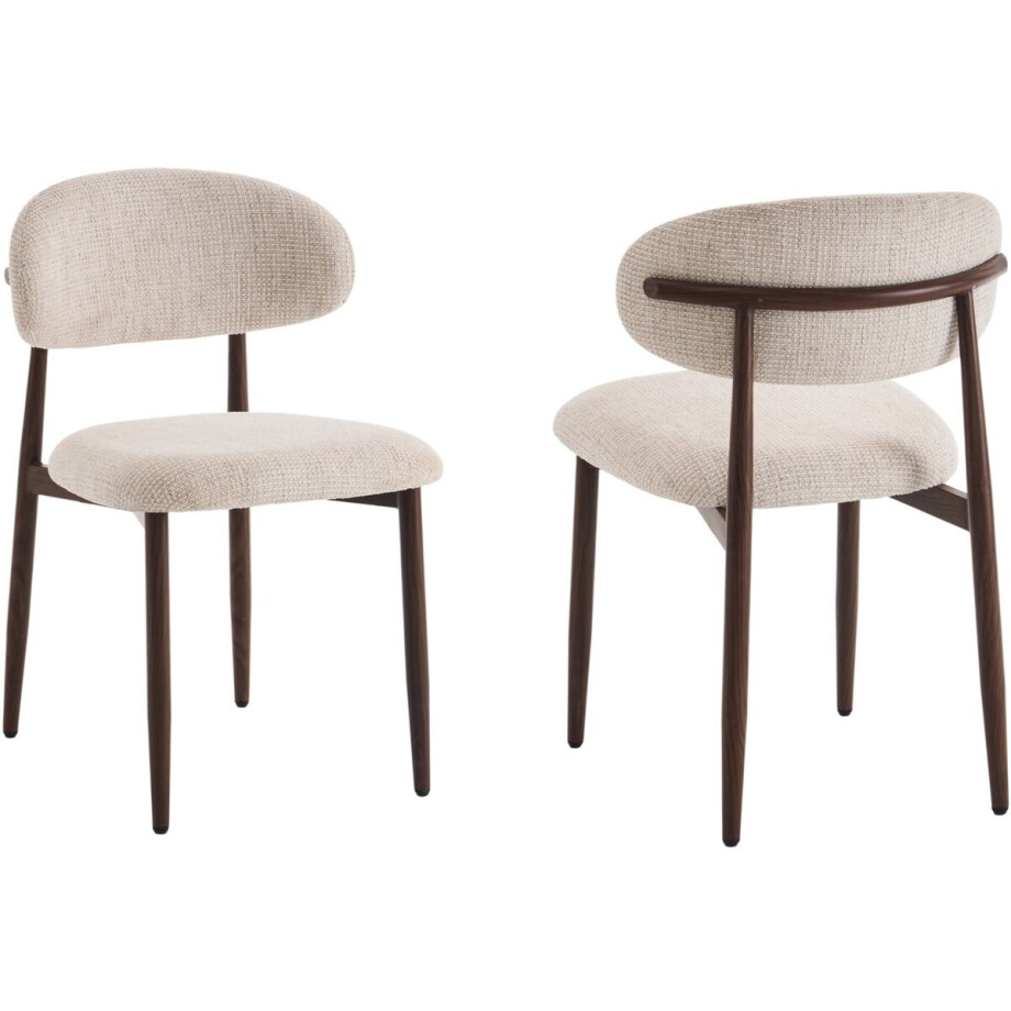 Eetkamerstoelen Celia Beige Walnoot Santi Set van 2 Eetkamerstoelen Celia Beige Walnoot Santi Set van 2 afbeelding 1