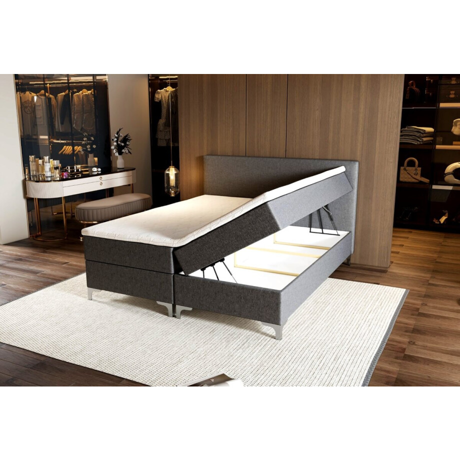 Zydante® - Boxspring - Londen met Opbergruimte - Bed - 90x200 cm - Antraciet Zydante® - Boxspring - Londen met Opbergruimte - Bed - 90x200 cm - Antraciet afbeelding 1