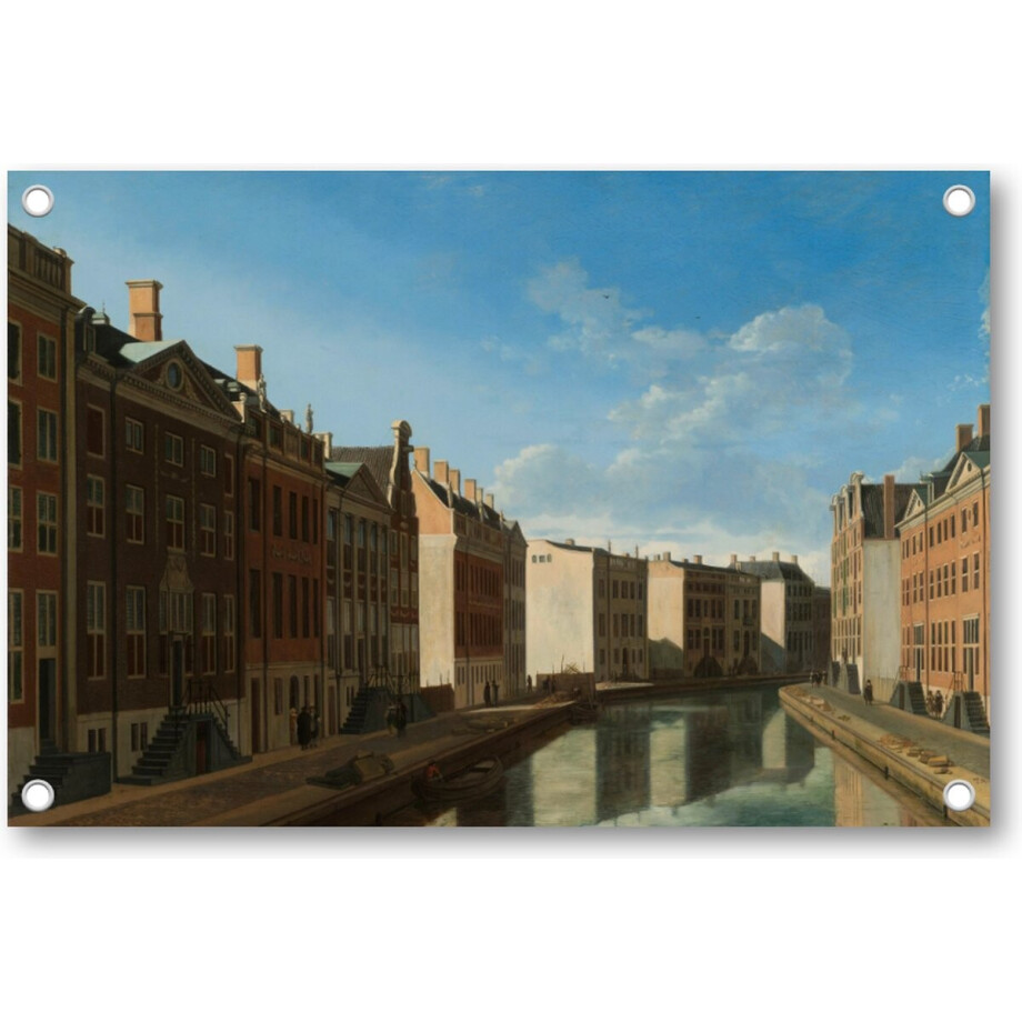 Gezicht op de Gouden Bocht in de Herengracht - Tuinposter 90x60 - Wanddecoratie - Gerrit Berckheyde - Meesterwerken Gezicht op de Gouden Bocht in de Herengracht - Tuinposter 90x60 - Wanddecoratie - Gerrit Berckheyde - Meesterwerken afbeelding 1