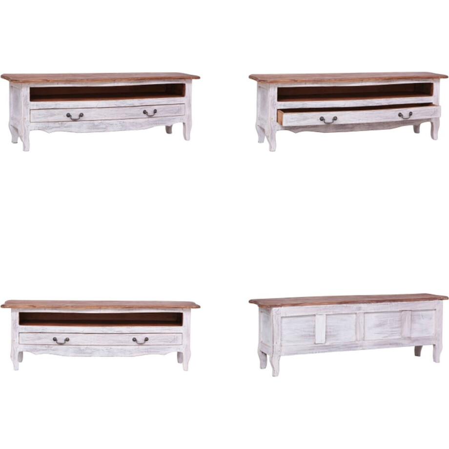 vidaXL Tv-meubel 120x30x40 cm massief mahoniehout wit - Tv-meubel - Tv-meubels - Tv-meubelen - Tv Kast vidaXL Tv-meubel 120x30x40 cm massief mahoniehout wit - Tv-meubel - Tv-meubels - Tv-meubelen - Tv Kast afbeelding 1