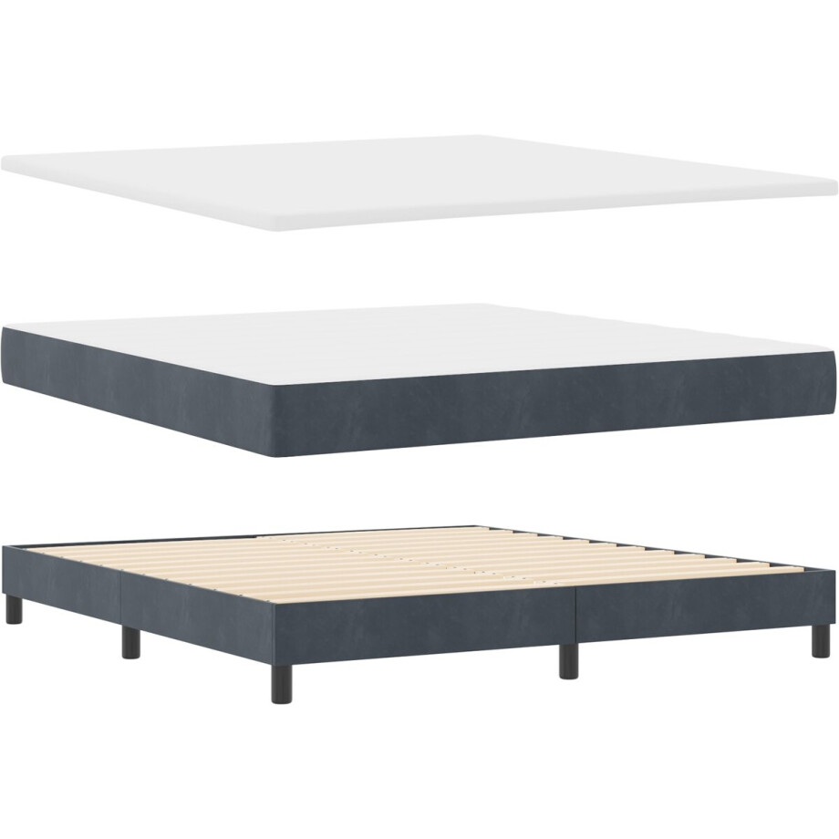 vidaXL - Boxspring - bed - met - hoofdeinde - Donkergrijs - 180 - x - 200 - cm - Fluweel afbeelding 1