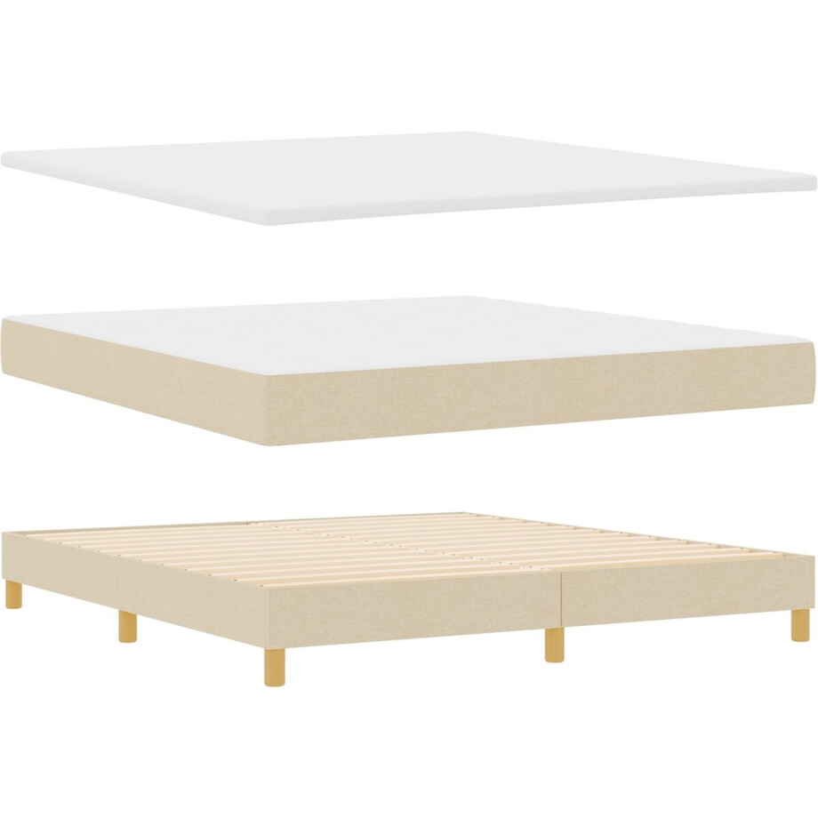 vidaXL - Boxspring - bed - met - matras - Crème - 200 - x - 180 - cm - Polyester afbeelding 1