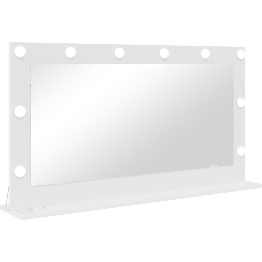 vidaXL - Make-up - Spiegel - Wit - 100 - x - 55 - x - 18 - cm - Glas - en - samengesteld - hout afbeelding 1