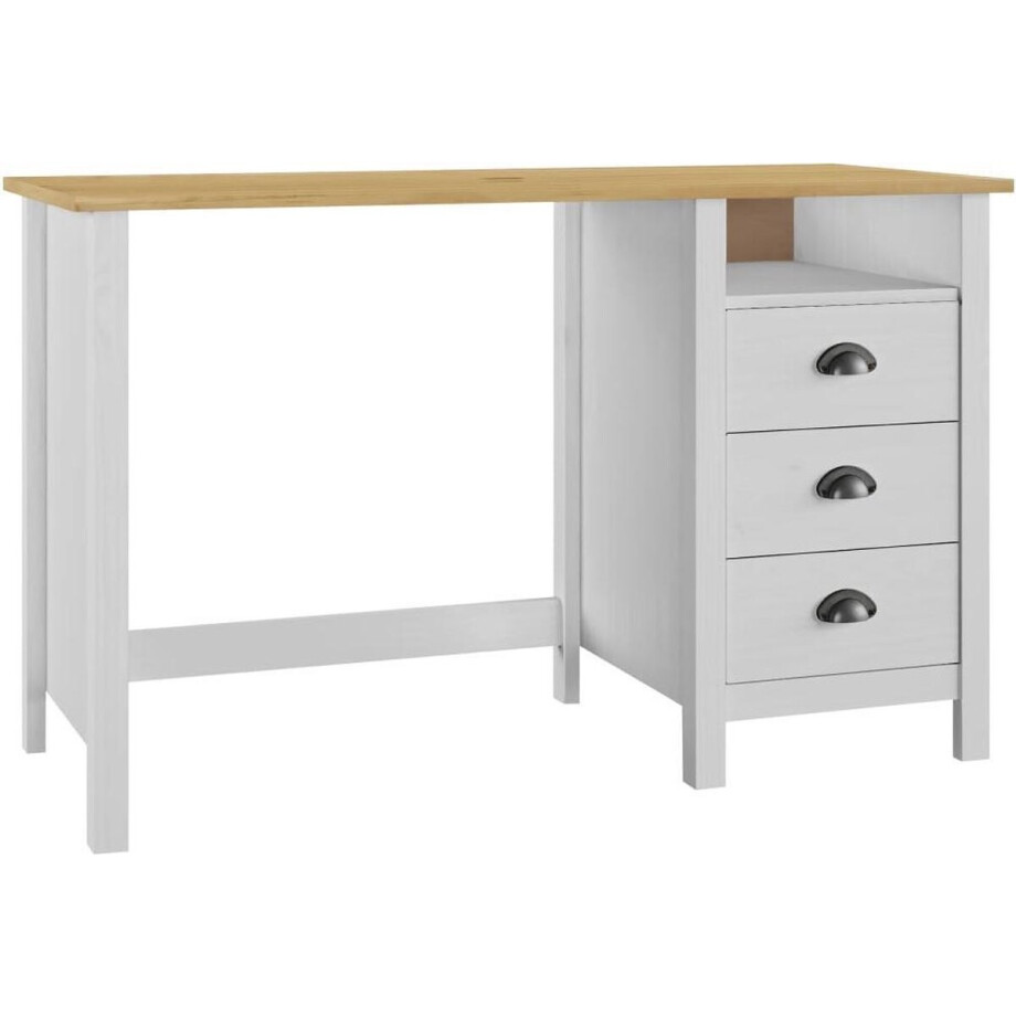 vidaXL - Bureau - Hill - 3 - lades - 120x50x74 - cm - massief - grenenhout afbeelding 1