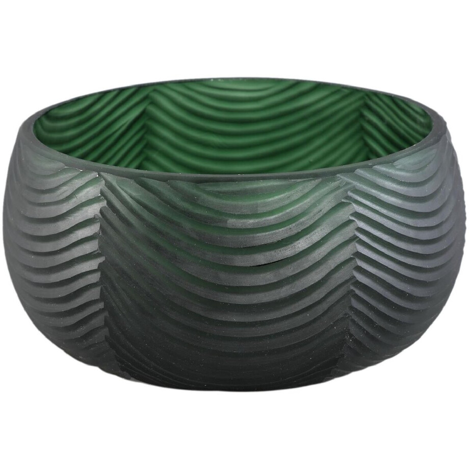 PTMD Schaal Elichi - 22x22x10 cm - Glas - Groen PTMD Schaal Elichi - 22x22x10 cm - Glas - Groen afbeelding 1