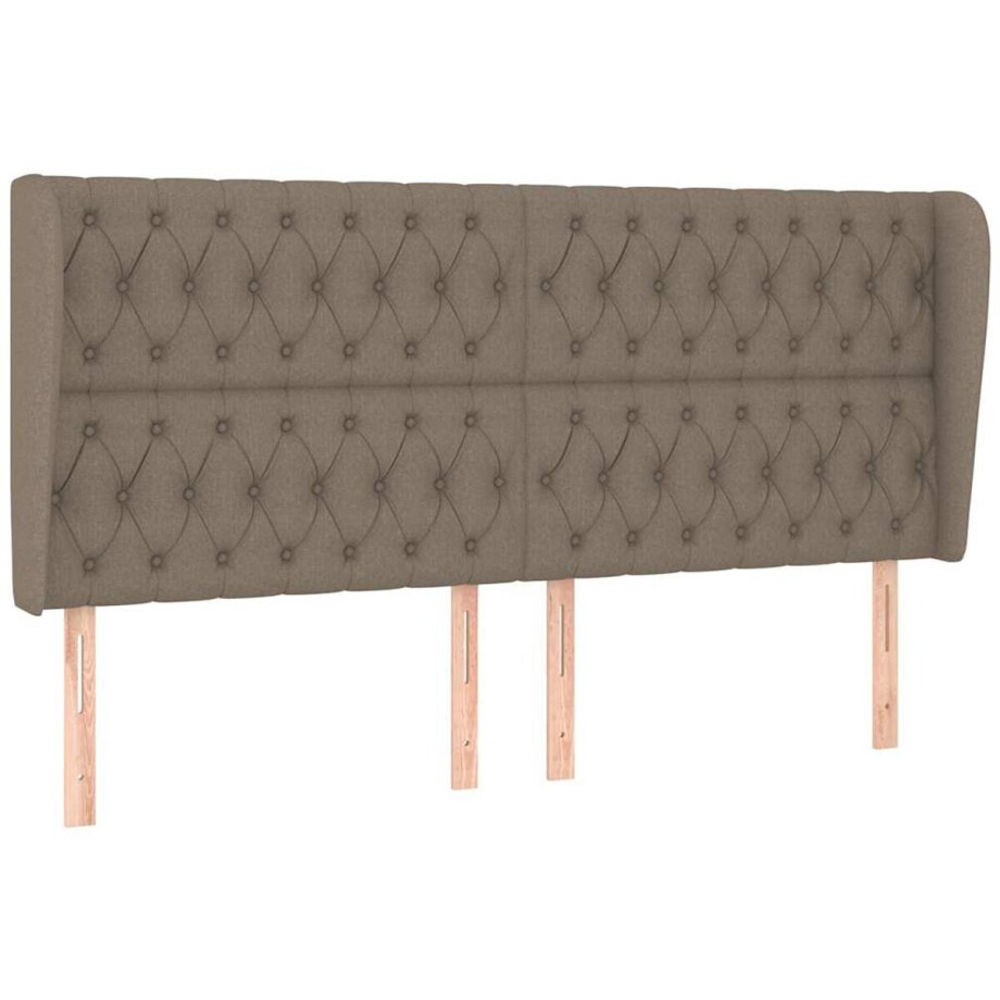 vidaXL - Hoofdbord - met - randen - 203x23x118/128 - cm - stof - taupe afbeelding 1