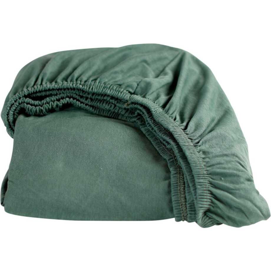 Cinderella Hoeslaken - 120x200 cm - Katoen - Jersey - 1 Persoons - Tot 25 cm hoog - Groen Cinderella Hoeslaken - 120x200 cm - Katoen - Jersey - 1 Persoons - Tot 25 cm hoog - Groen afbeelding 1