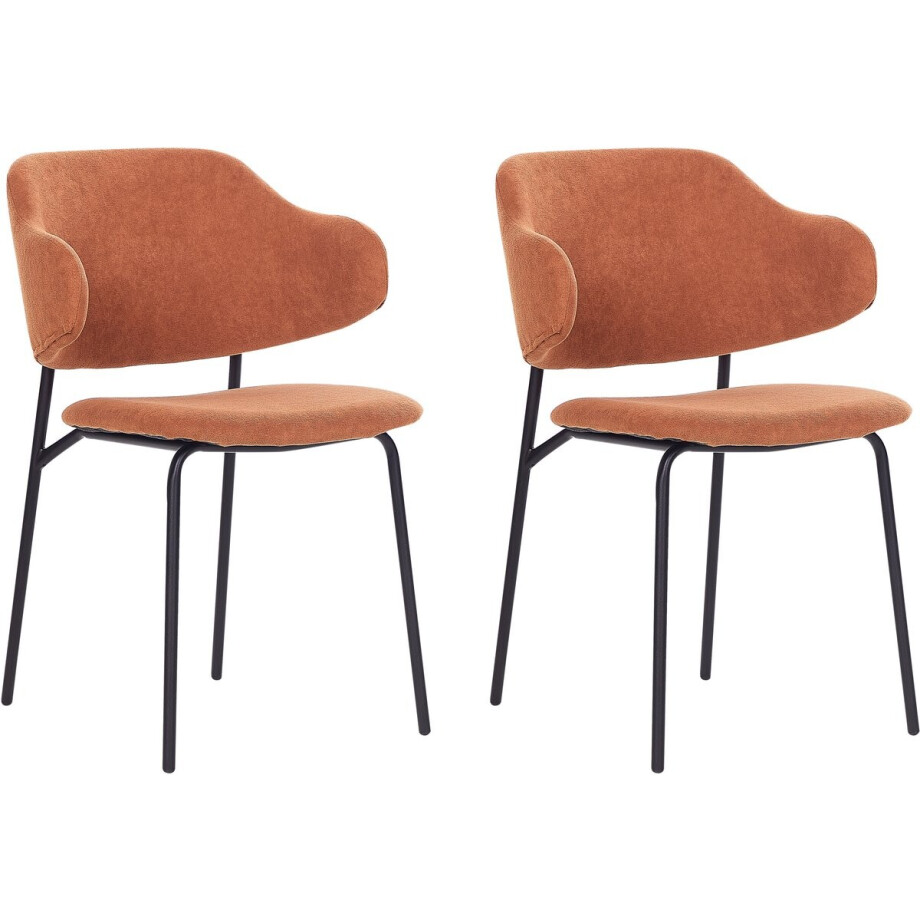 BELIANI KENAI - Eetkamerstoel set van 2 - Oranje - Polyester afbeelding 1