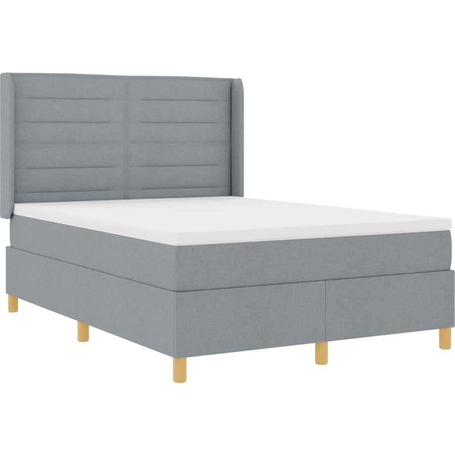 vidaXL - Boxspring - bed - met - matras - Lichtgrijs - 160 - x - 200 - cm - Stof afbeelding 1