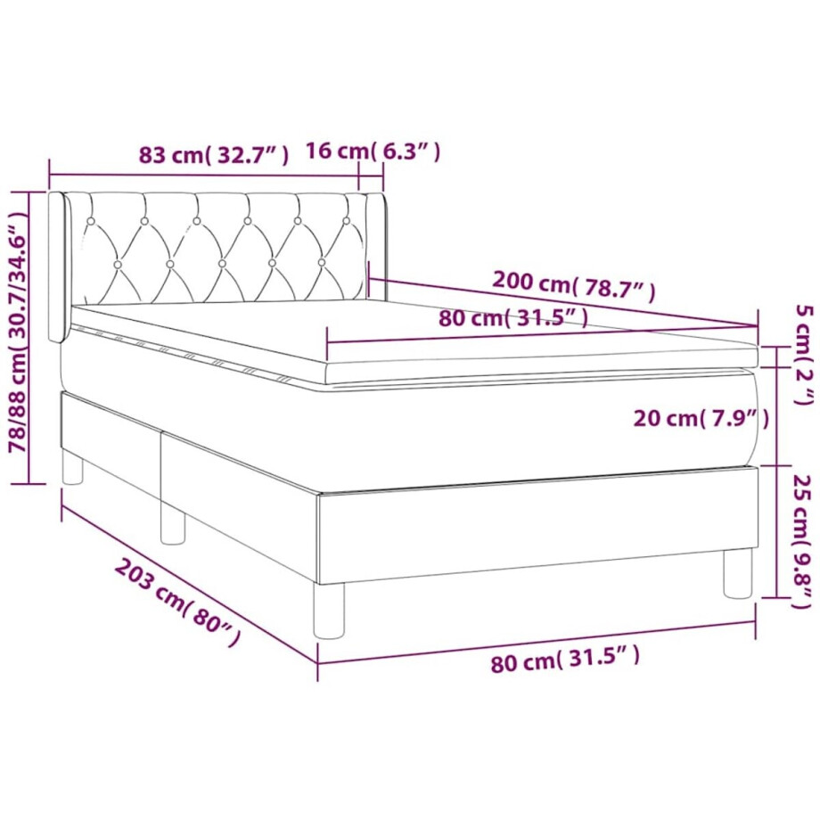 vidaXL - Boxspring - met - matras - stof - blauw - 80x200 - cm vidaXL - Boxspring - met - matras - stof - blauw - 80x200 - cm afbeelding 1