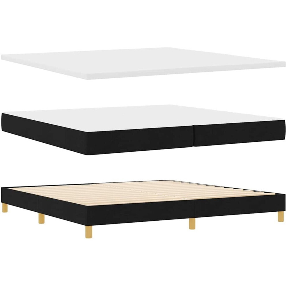 vidaXL - Boxspring - bed - met - matras - met - hoofdeinde - Zwart - 200 - x - 200 - cm - Stof afbeelding 1