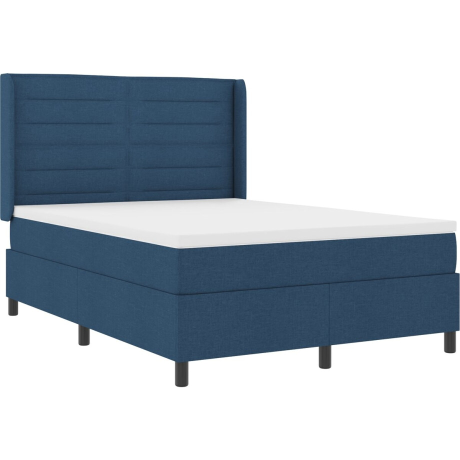 vidaXL - LED - Box - Spring - Bed - met - matras - Blauw - 140 - x - 200 - cm - Stof vidaXL - LED - Box - Spring - Bed - met - matras - Blauw - 140 - x - 200 - cm - Stof afbeelding 1