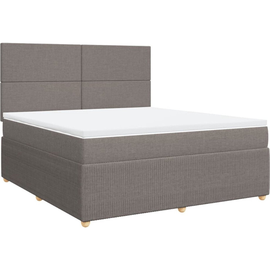 vidaXL - Boxspring - met - matras - stof - taupe - 180x200 - cm afbeelding 1