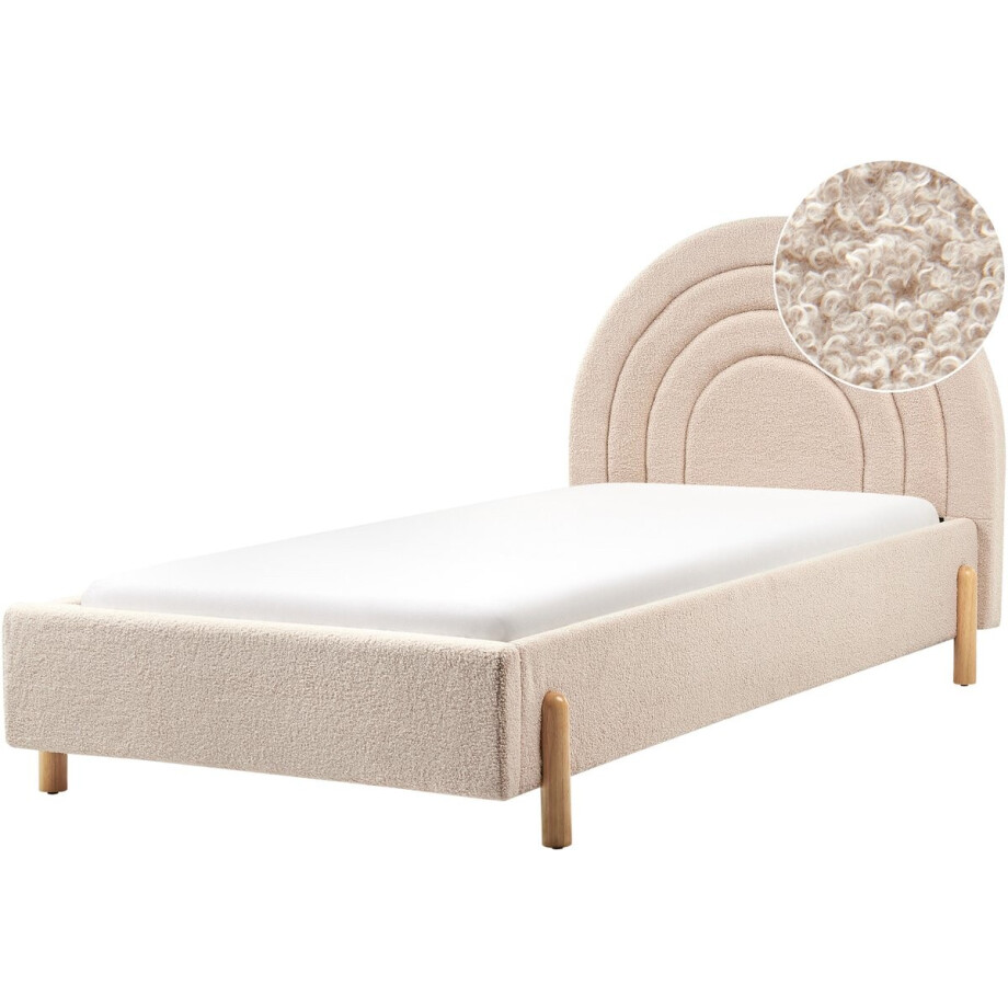 BELIANI ANET - Bed - Beige - 90 x 200 cm - Bouclé BELIANI ANET - Bed - Beige - 90 x 200 cm - Bouclé afbeelding 1