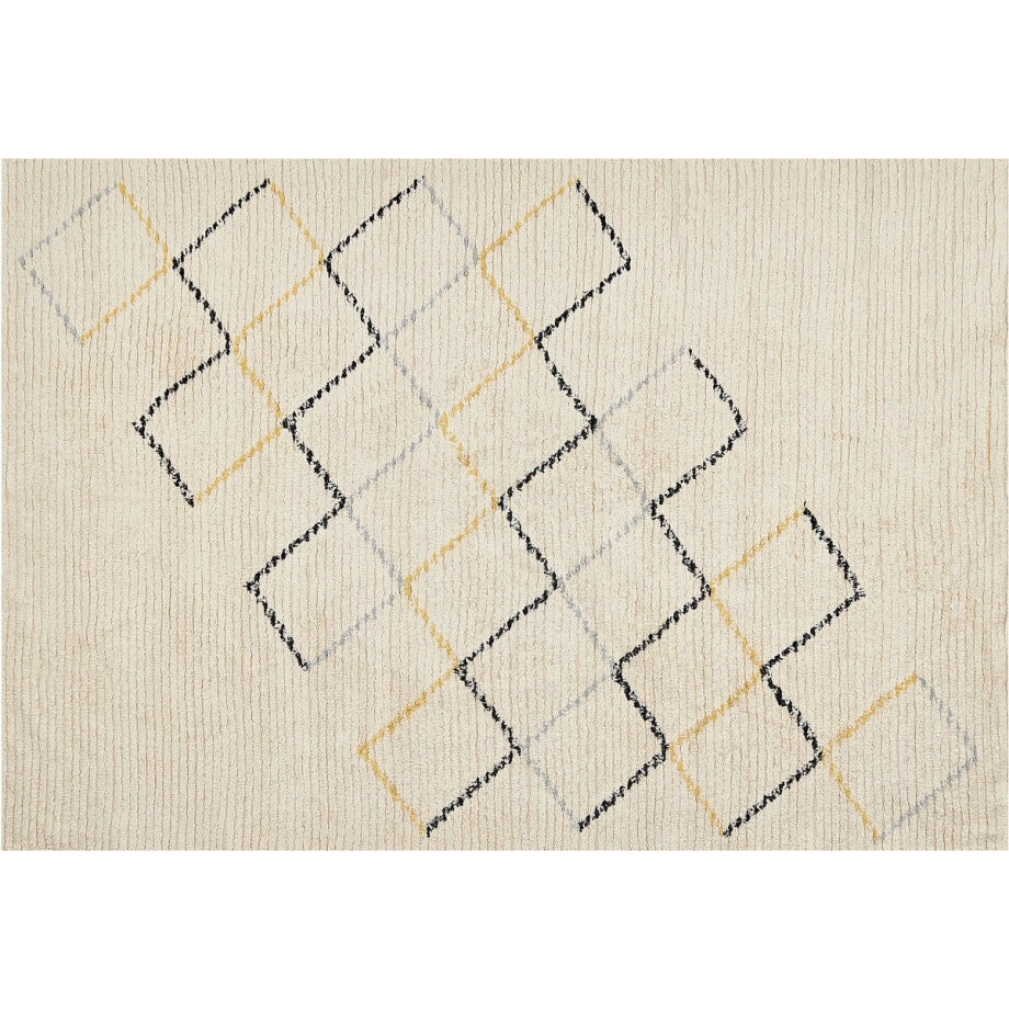TEZPUR - Laagpolig vloerkleed - Lichtbeige - 140 x 200 cm - Katoen afbeelding 1