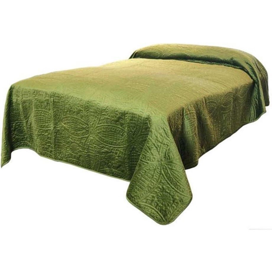 Unique Living - Bedsprei Veronica 220x220cm green Unique Living - Bedsprei Veronica 220x220cm green afbeelding 1