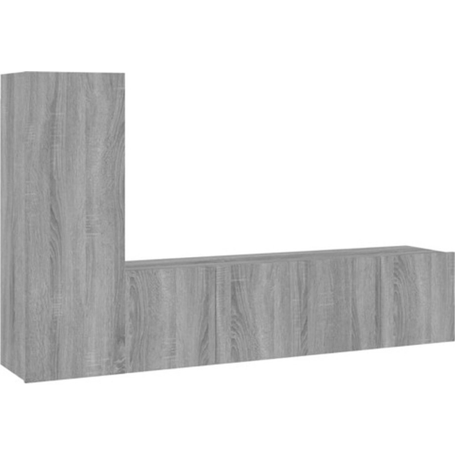 vidaXL - 3-delige - Tv-meubelset - bewerkt - hout - grijs - sonoma - eikenkleurig afbeelding 1