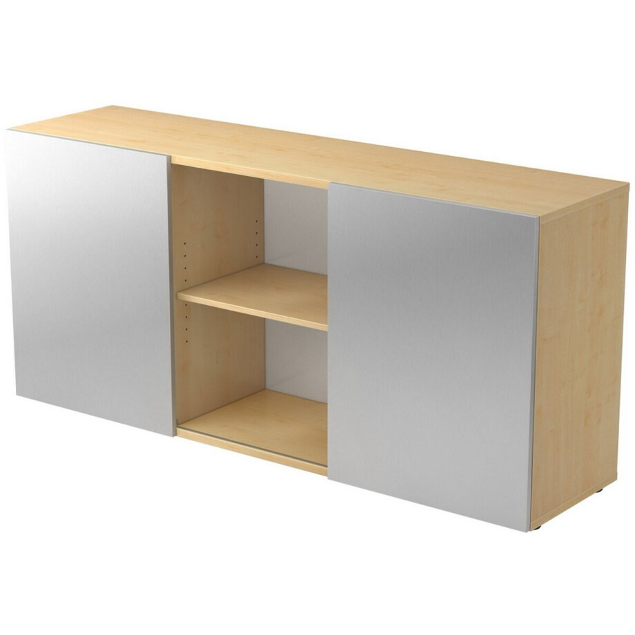 Dressoir met Schuifdeuren - Esdoorn/Zilver - 160 x 42 x 74,8 cm - Kapa 1780 Dressoir met Schuifdeuren - Esdoorn/Zilver - 160 x 42 x 74,8 cm - Kapa 1780 afbeelding 1