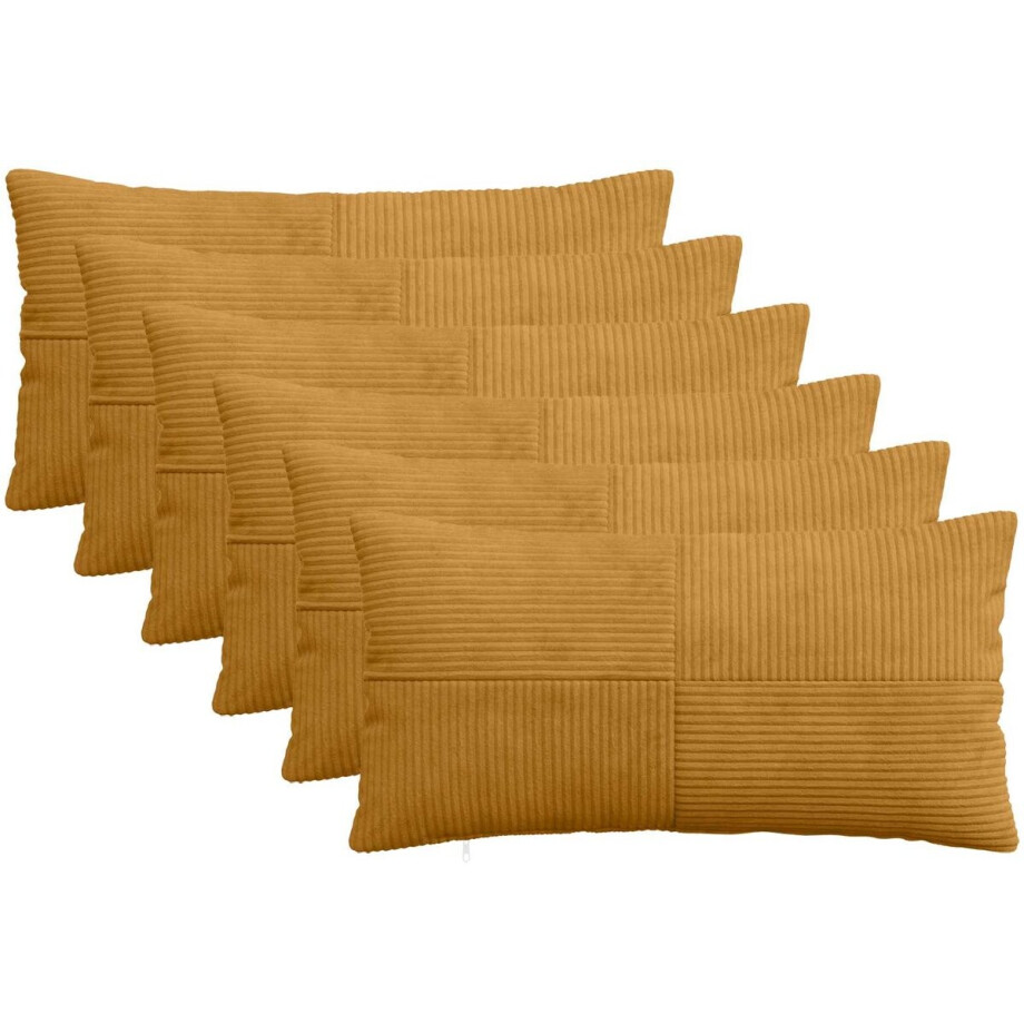 vidaXL - Kussensloop - 6 - st - ALMELO - Geel - 40 - x - 70 - cm - corduroy afbeelding 1