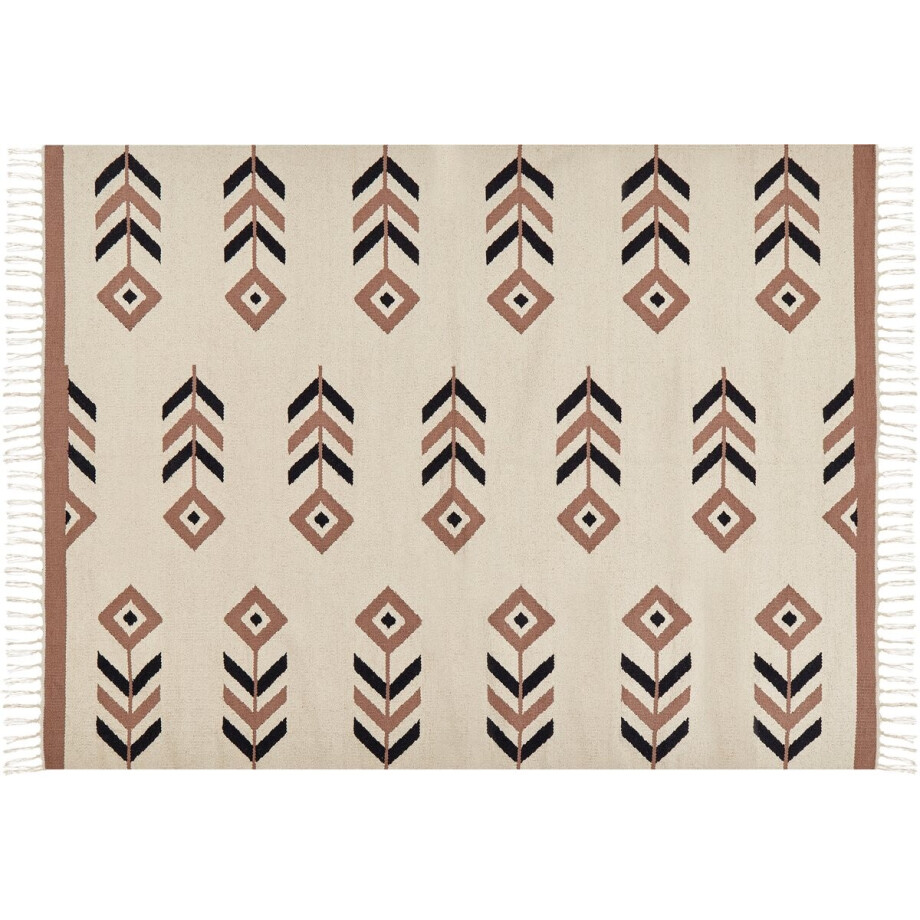 BELIANI NIAVAN - Vloerkleed - Beige/zwart - 140 x 200 cm - Katoen afbeelding 1