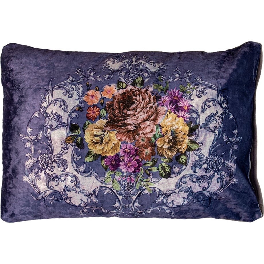 Clayre & Eef Sierkussen 70x50x6 cm Paars Synthetisch Bloemen Clayre & Eef Sierkussen 70x50x6 cm Paars Synthetisch Bloemen afbeelding 1