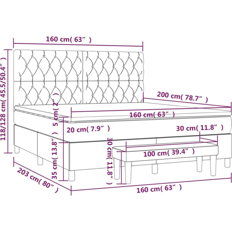 vidaXL - Boxspring - met - matras - stof - crèmekleurig - 160x200 - cm vidaXL - Boxspring - met - matras - stof - crèmekleurig - 160x200 - cm afbeelding 1