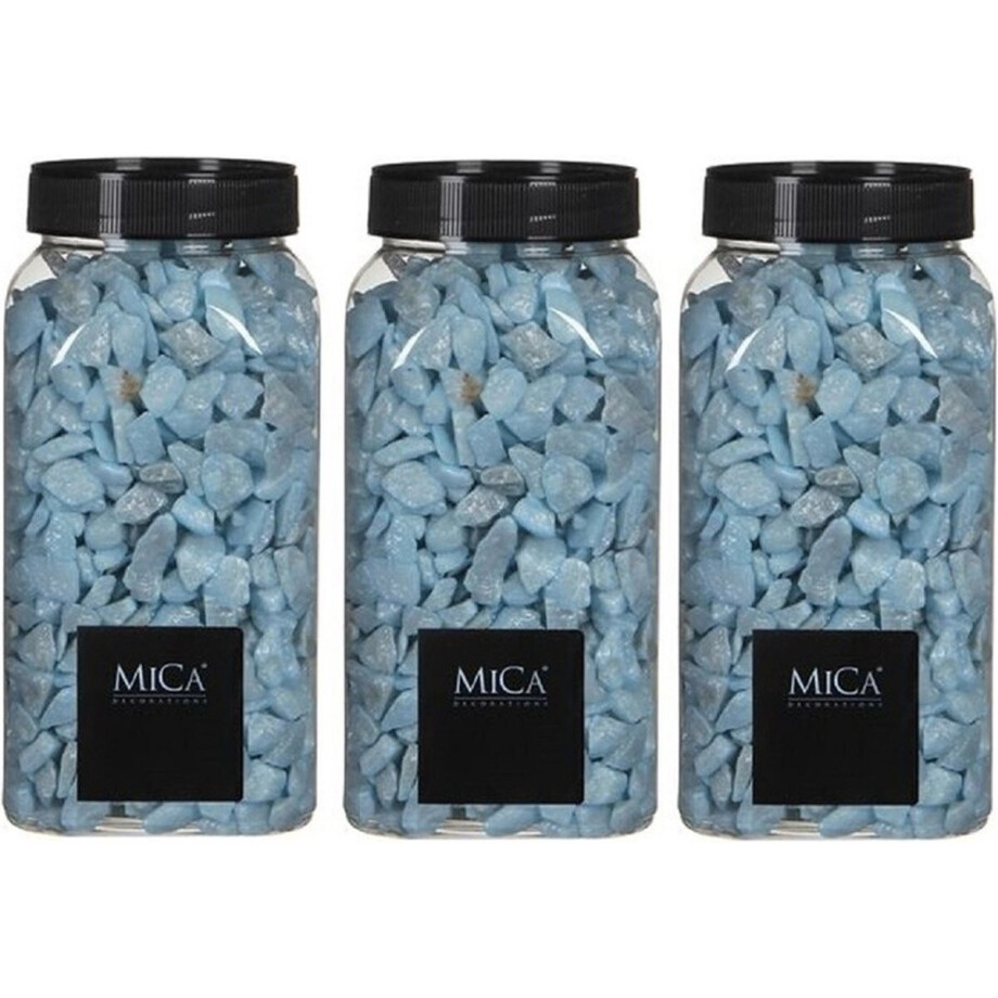3x Decoratie/hobby steentjes licht blauw 650 ml - Home Deco - Woonaccessoires - Decoratie materialen afbeelding 1