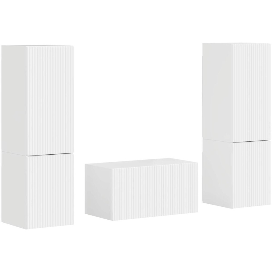 vidaXL - Tv-meubelset - 5 - pcs - Hoogglans - wit - Bewerkt - hout afbeelding 1