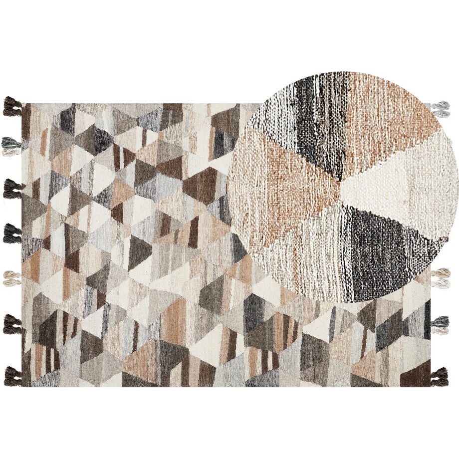 BELIANI ARGAVAND - Kelim vloerkleed - Multicolor - 160 x 230 cm - Wol BELIANI ARGAVAND - Kelim vloerkleed - Multicolor - 160 x 230 cm - Wol afbeelding 1