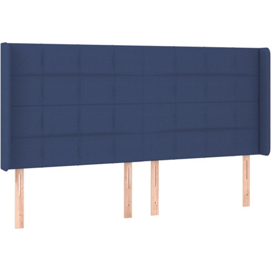 vidaXL - Hoofdbord - met - randen - 203x16x118/128 - cm - stof - blauw afbeelding 1