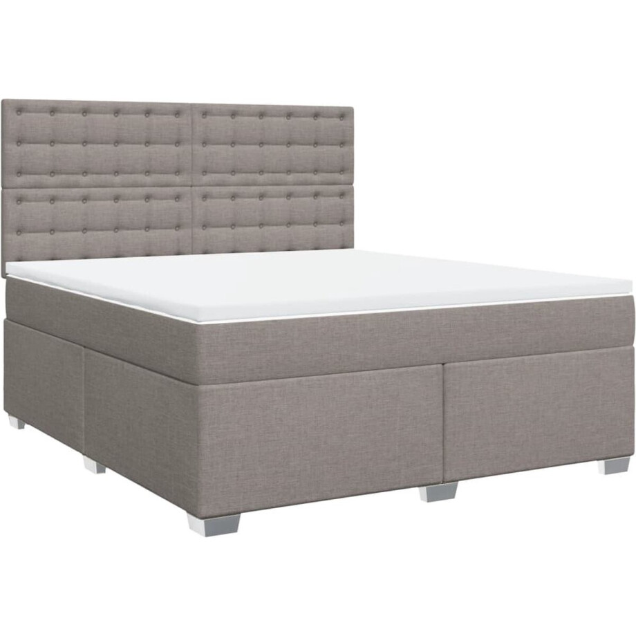 vidaXL - Boxspring - met - matras - stof - taupe - 180x200 - cm vidaXL - Boxspring - met - matras - stof - taupe - 180x200 - cm afbeelding 1