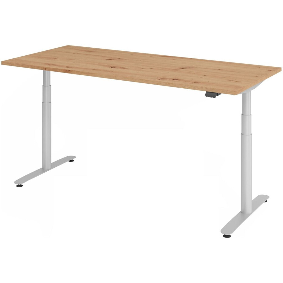 Bureau XDLR elektrisch in hoogte verstelbaar 180 x 80 Essen-Eik - Zilver afbeelding 1