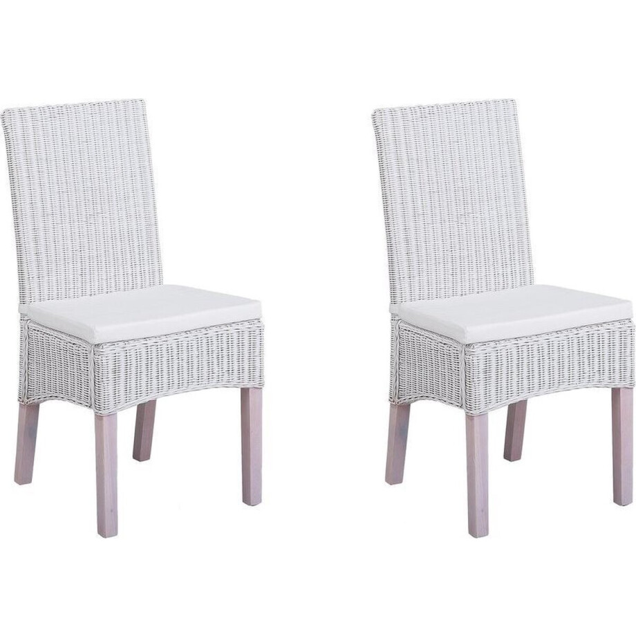 BELIANI ANDES - Eetkamerstoel - Gebroken wit - Rotan afbeelding 1