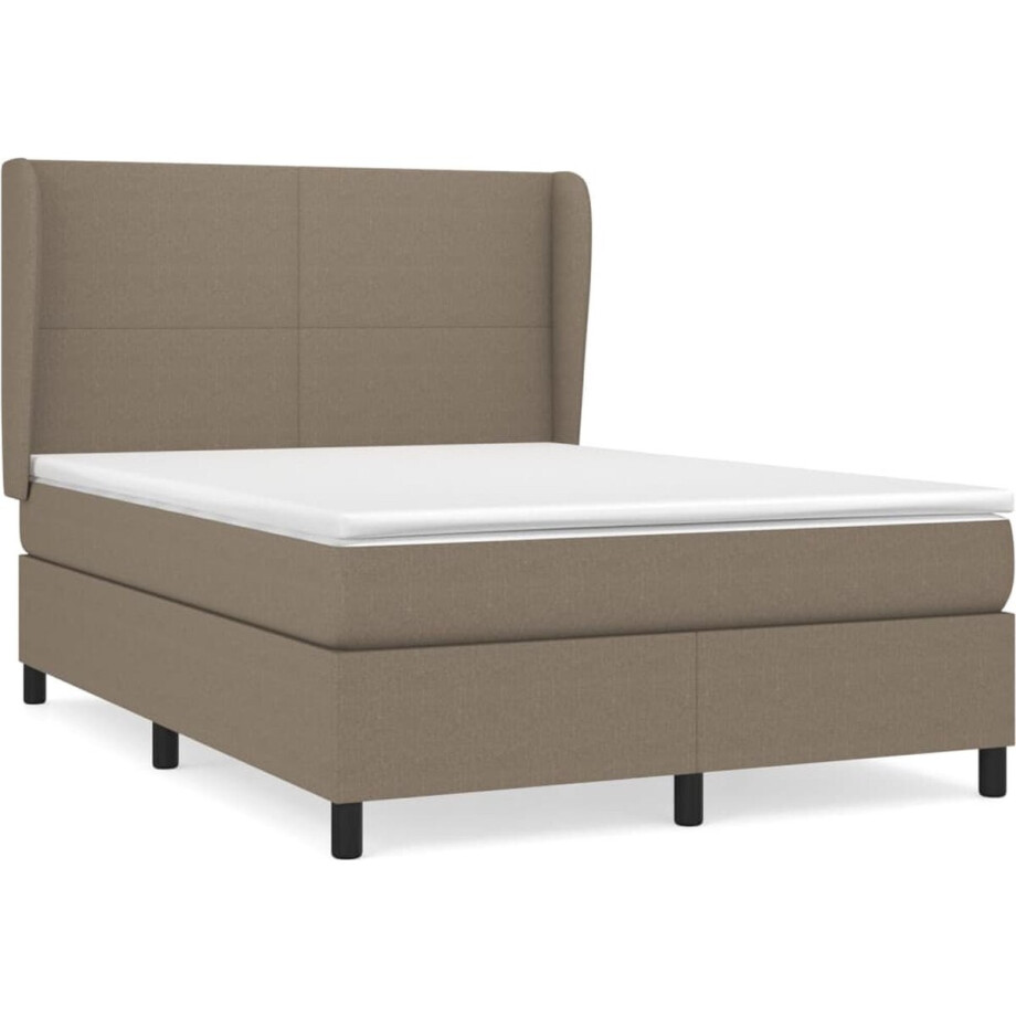 vidaXL - Boxspring - met - matras - stof - taupe - 140x190 - cm vidaXL - Boxspring - met - matras - stof - taupe - 140x190 - cm afbeelding 1