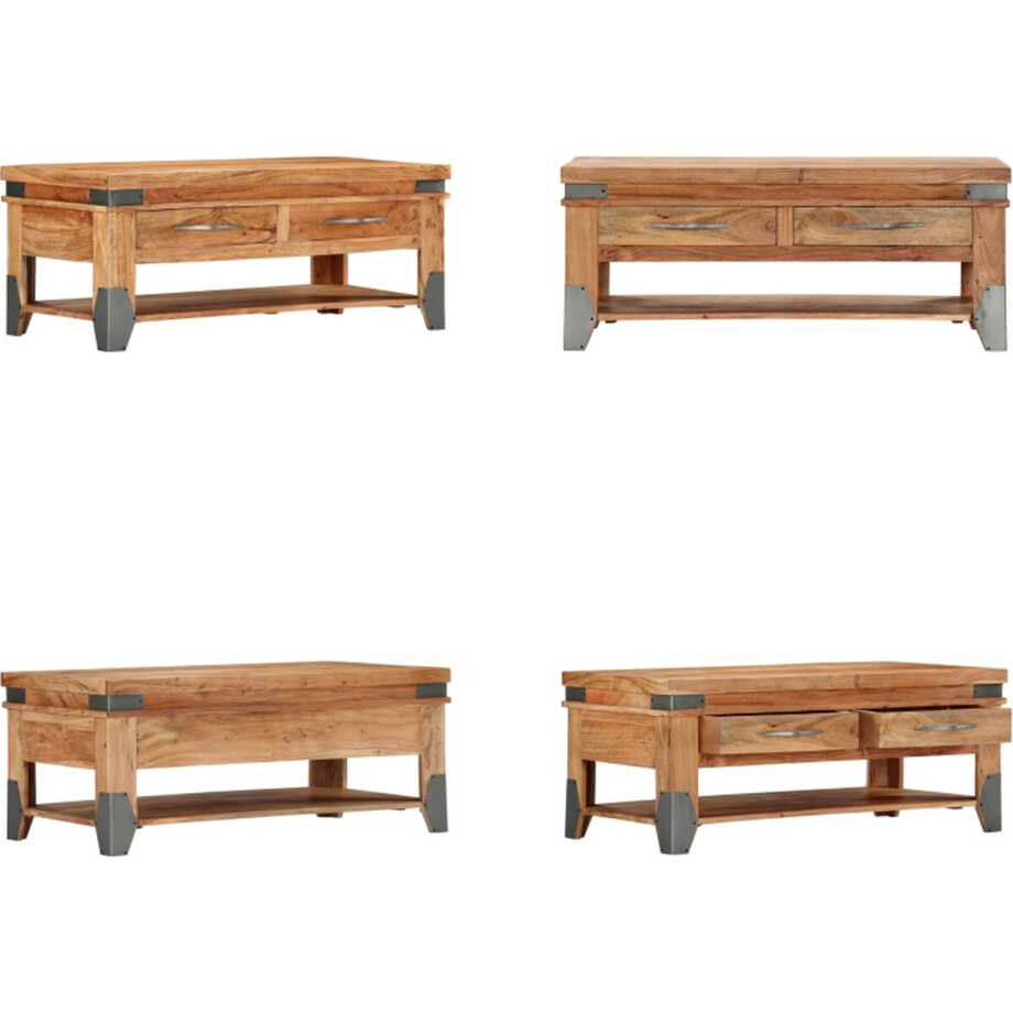 vidaXL Salontafel 110x52x45 cm massief acaciahout - Salontafel - Salontafels - Koffie Tafel - Koffie Tafels afbeelding 1