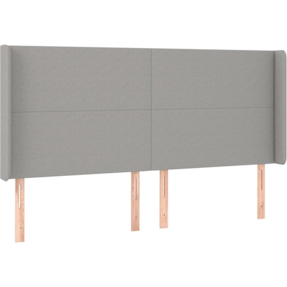 vidaXL - Hoofdbord - met - randen - 163x16x118/128 - cm - stof - lichtgrijs afbeelding 1