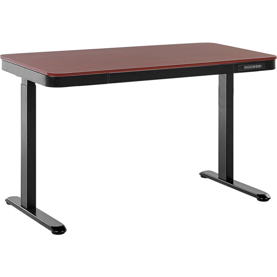 BELIANI KENLY - Verstelbaar bureau - Donkere houtkleur - 120 cm - Vezelplaat BELIANI KENLY - Verstelbaar bureau - Donkere houtkleur - 120 cm - Vezelplaat afbeelding 1