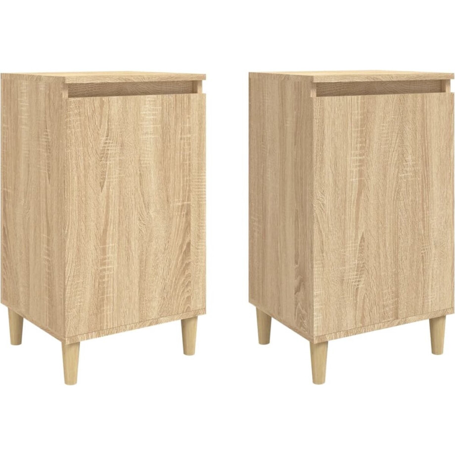vidaXL - Nachtkastjes - 2 - st - 40x35x70 - cm - bewerkt - hout - sonoma - eikenkleurig afbeelding 1