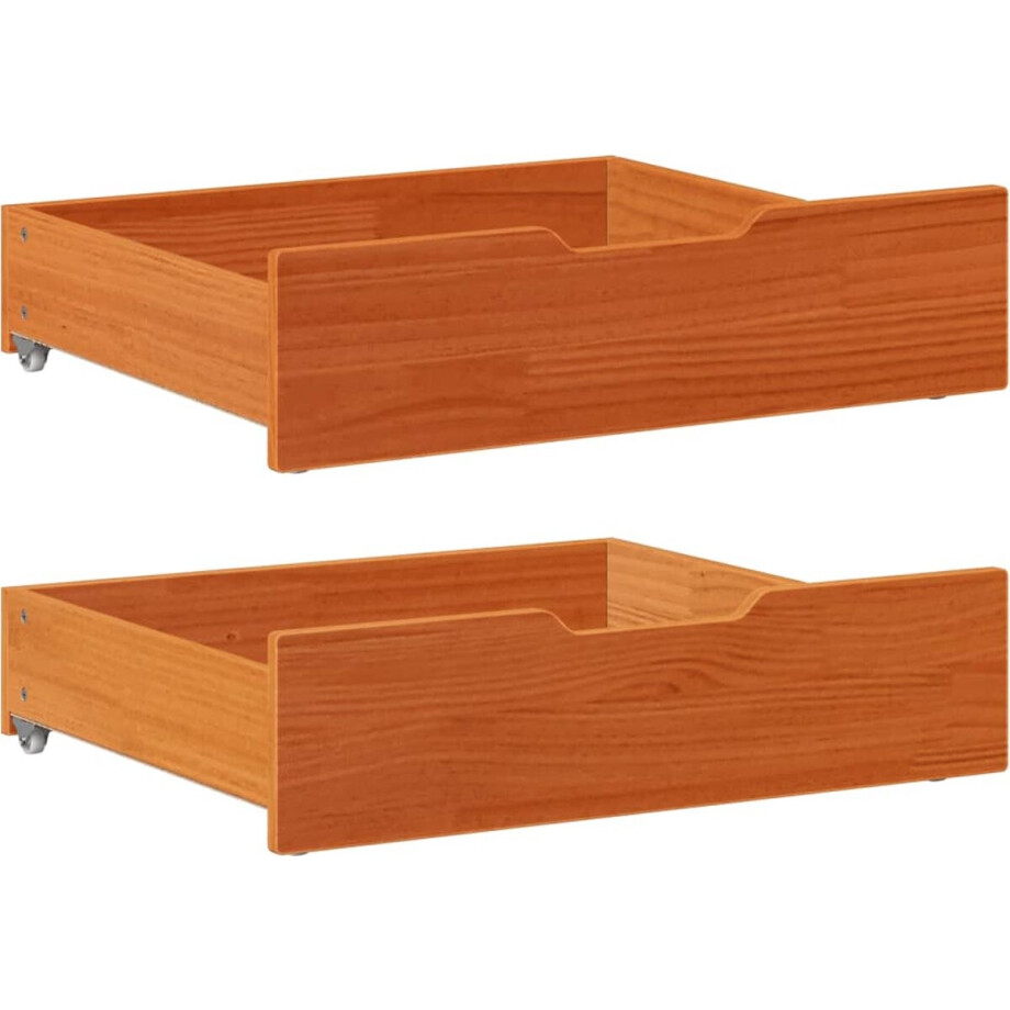 vidaXL - Bedlades - 2 - st - 75x55x17 - massief - grenenhout - wasbruin vidaXL - Bedlades - 2 - st - 75x55x17 - massief - grenenhout - wasbruin afbeelding 1