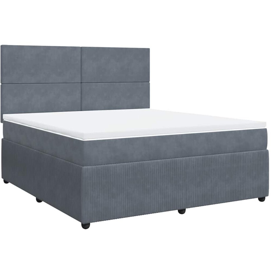 vidaXL - Boxspring - met - matras - fluweel - donkergrijs - 180x200 - cm vidaXL - Boxspring - met - matras - fluweel - donkergrijs - 180x200 - cm afbeelding 1
